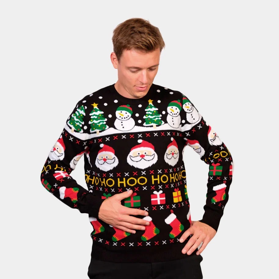 Jersey de Navidad para Hombre Santa, Regalos y Muñecos Algodón Orgánico - Imagen 3