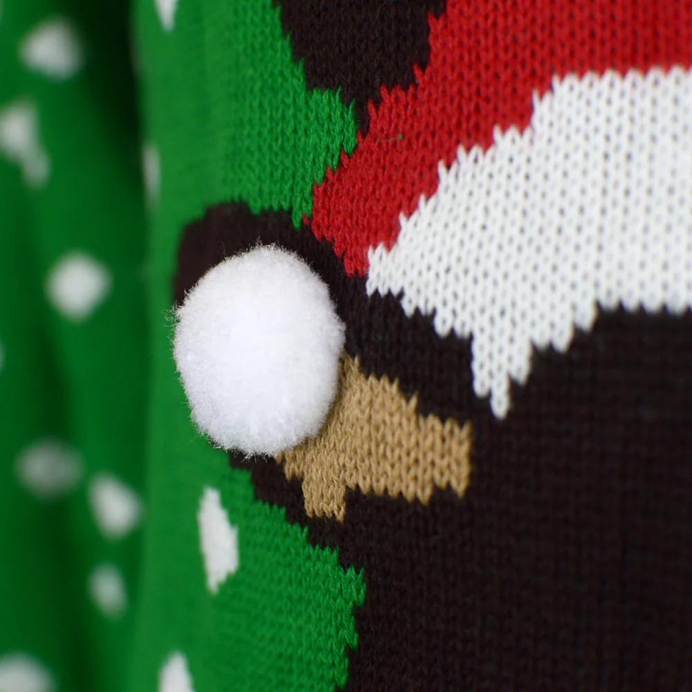 Jersey de Navidad para Hombre Verde Reno con Gorro en 3D Algodón - Imagen 6