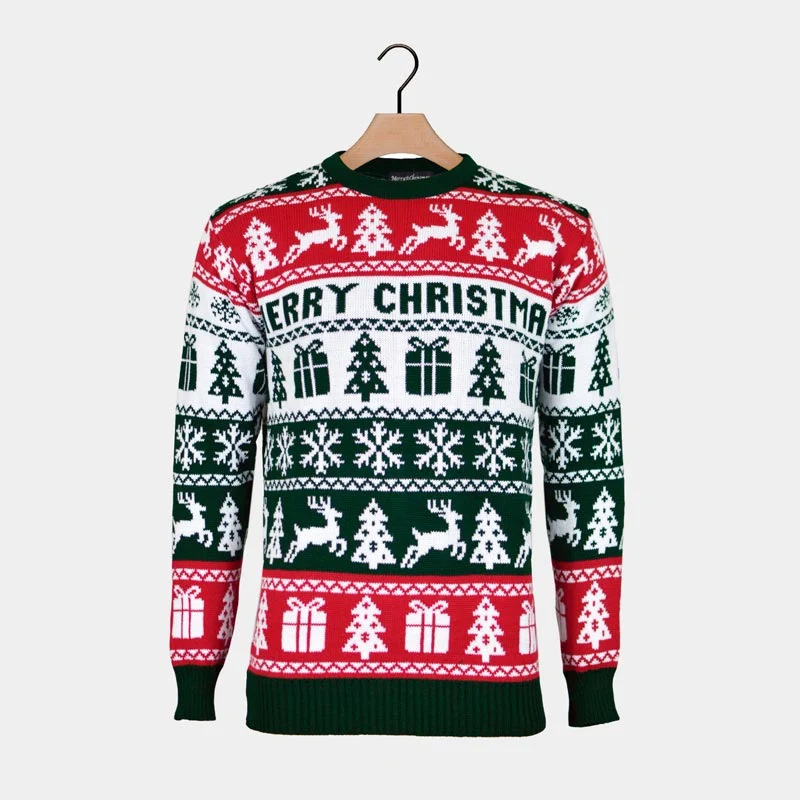 Jersey de Navidad para Hombre Verde Rojo y Blanco Merry Christmas - Imagen 5