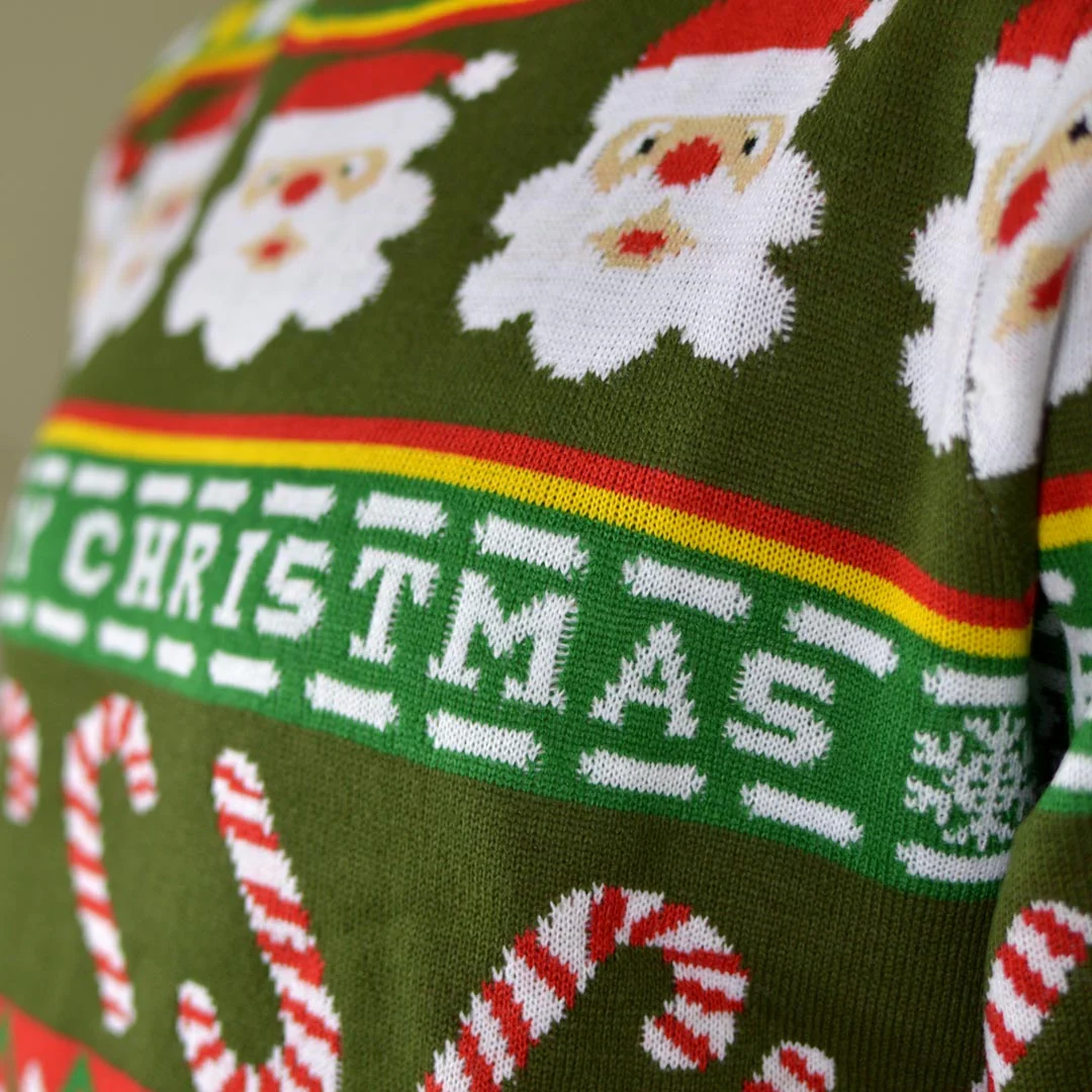 Jersey de Navidad para Hombre Verde con Santa y Regalos - Imagen 3