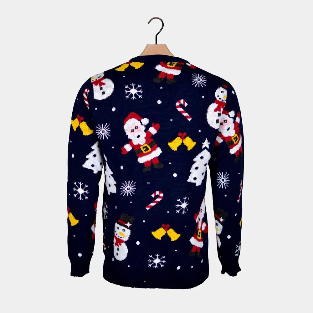 Jersey de Navidad para Mujer Azul Marino Papá Noel y Muñecos de Nieve - Imagen 5