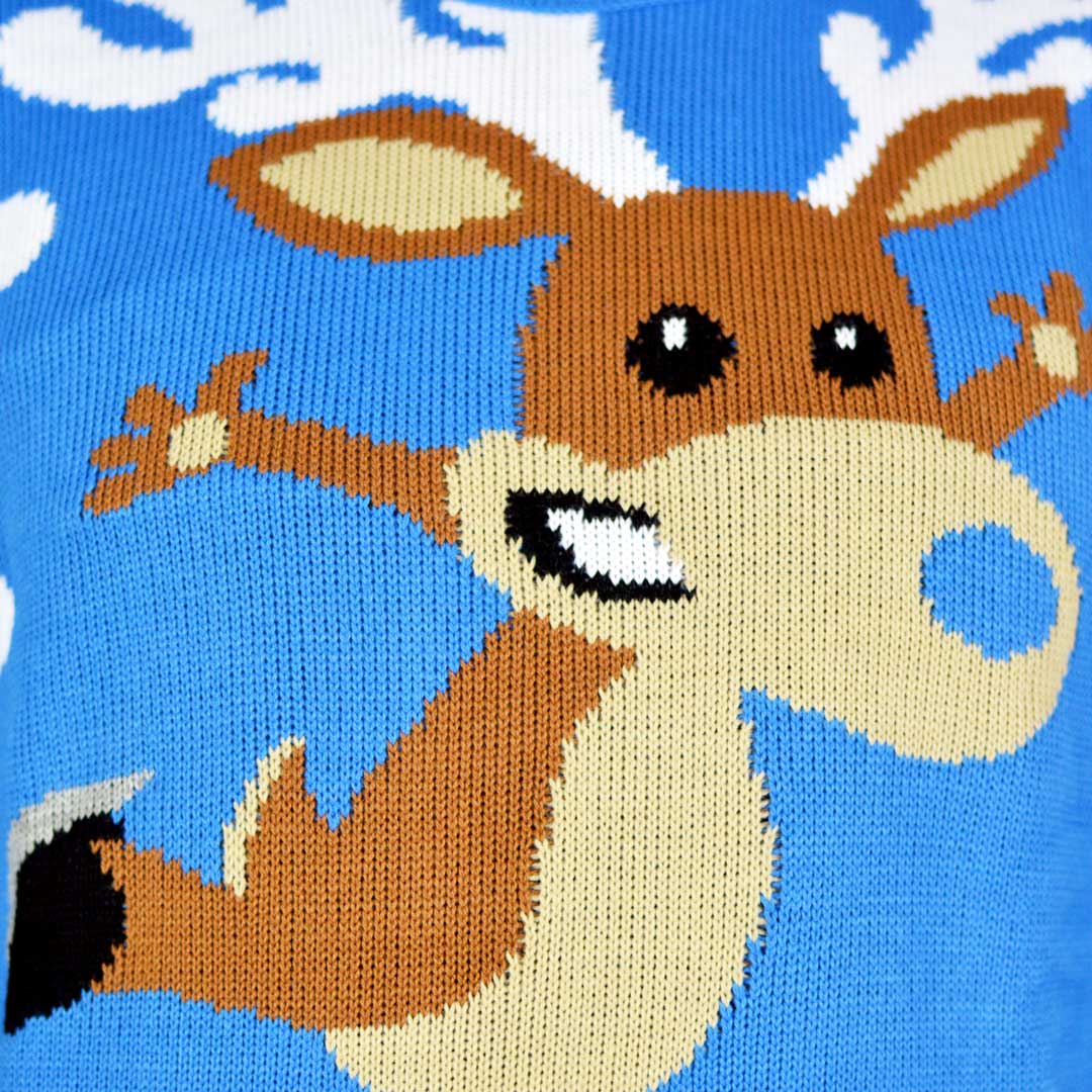 Jersey de Navidad para Mujer Azul con Reno Patinando - Imagen 4