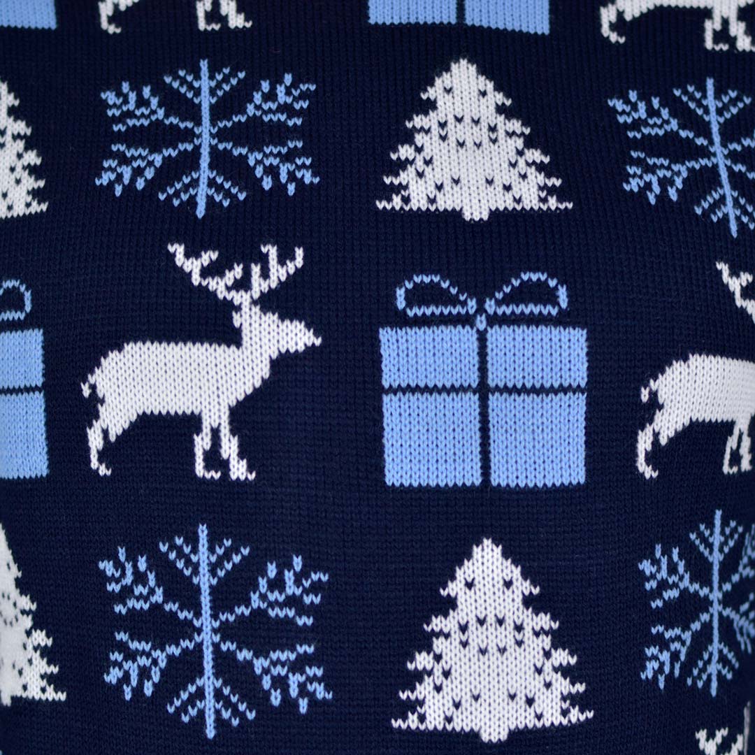 Jersey de Navidad para Mujer Azul con Renos, Regalos y Pinos - Imagen 6