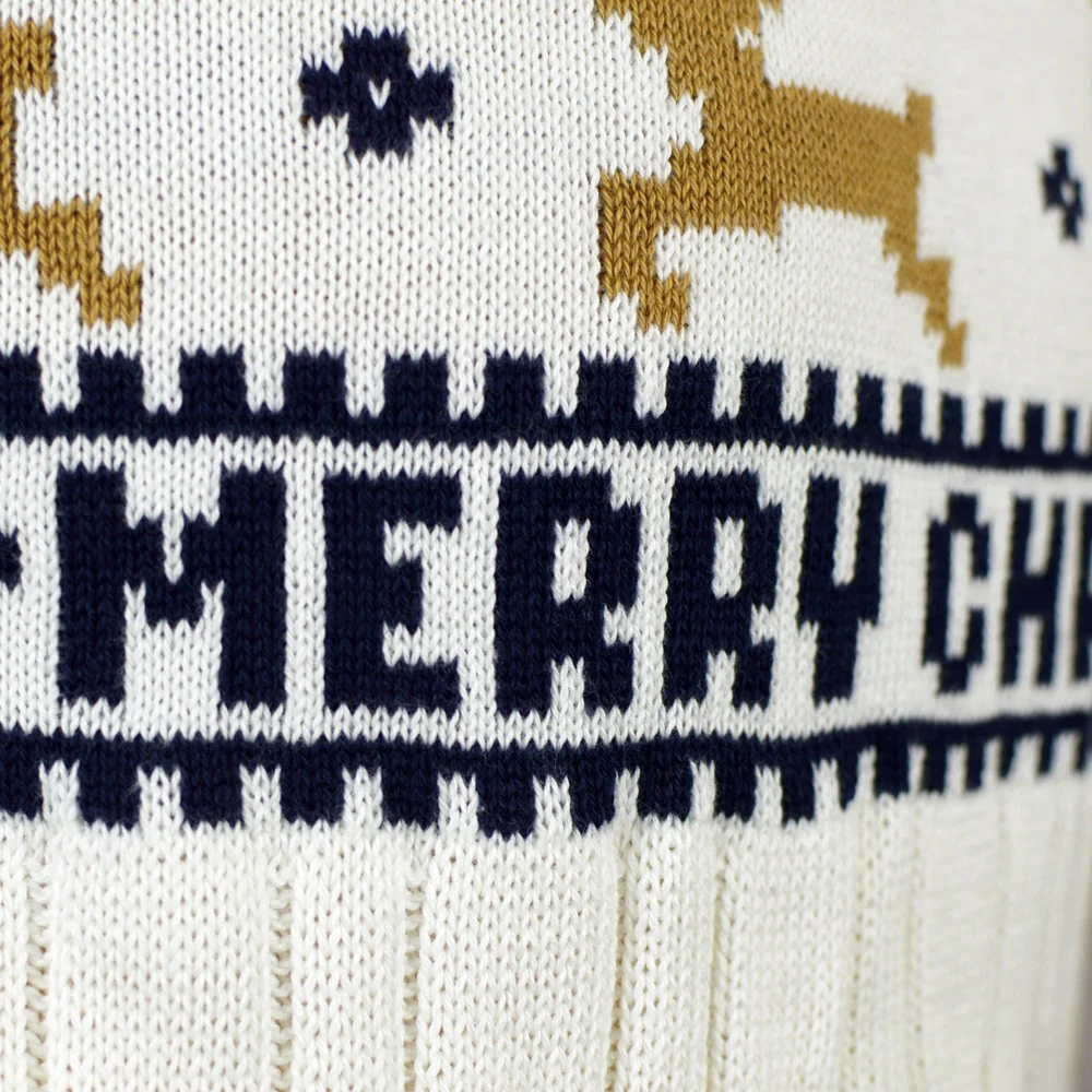 Jersey de Navidad para Mujer Elegante Blanco con Renos Algodón Orgánico - Imagen 6