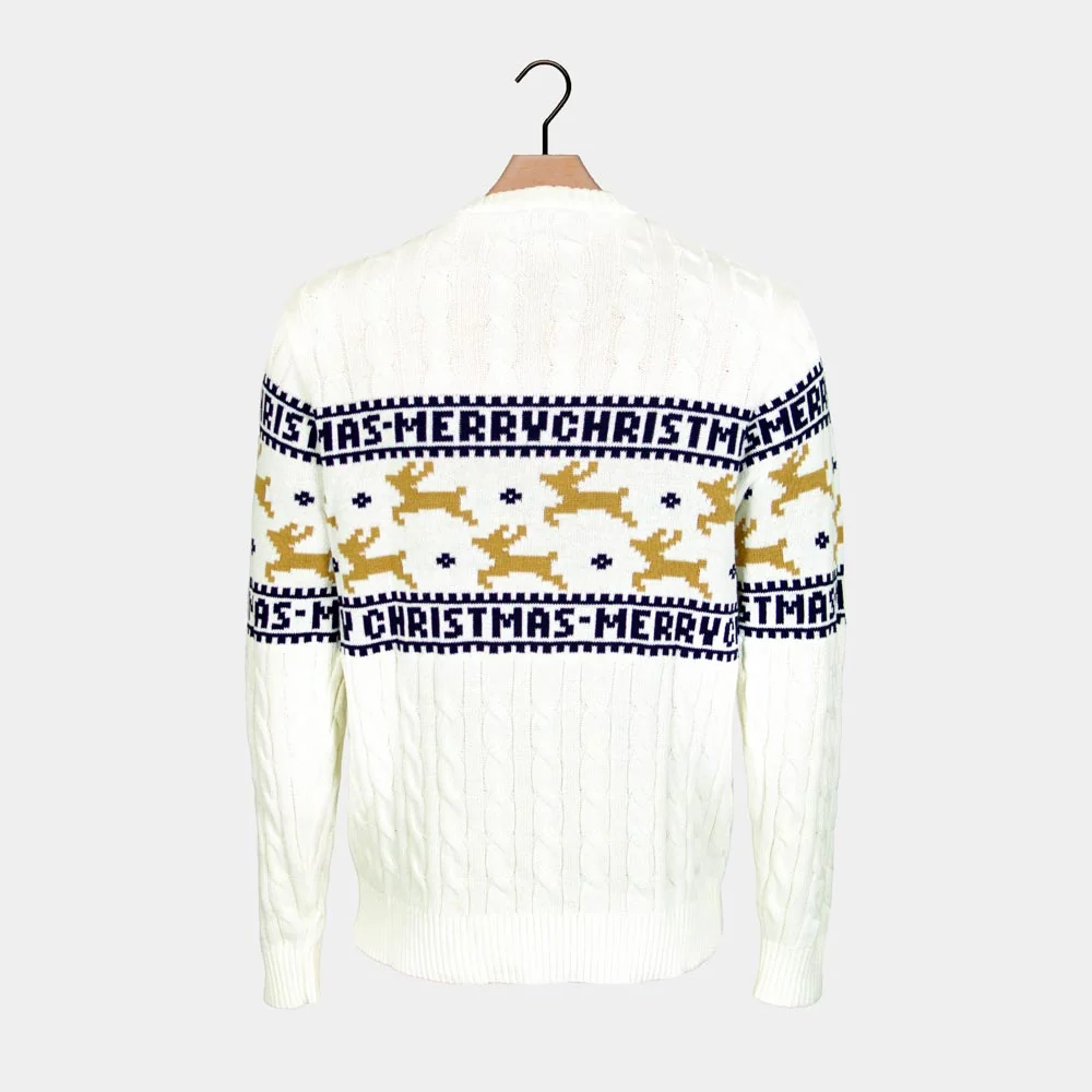 Jersey de Navidad para Mujer Elegante Blanco con Renos Algodón Orgánico - Imagen 9