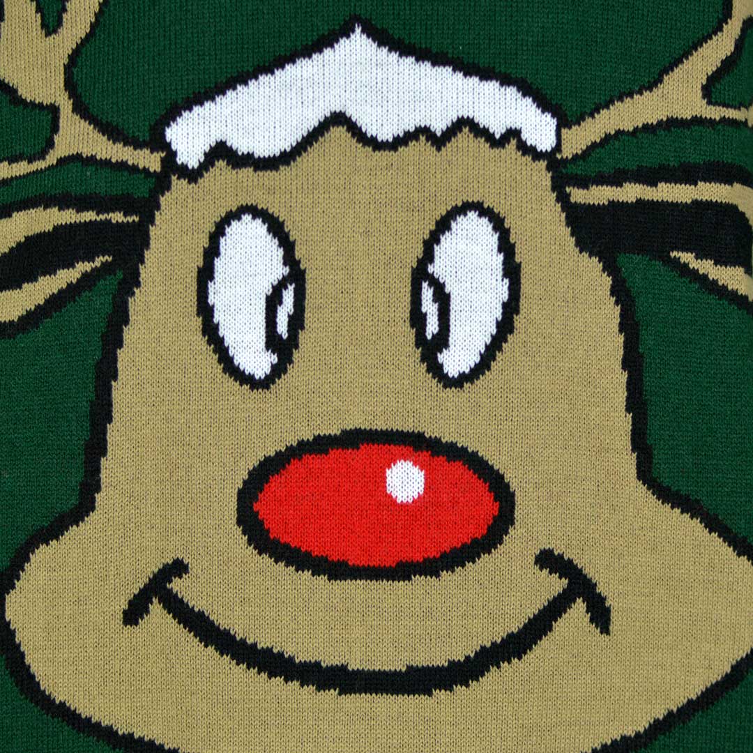Jersey de Navidad Para Mujer Reno Sonriente Verde - Imagen 6