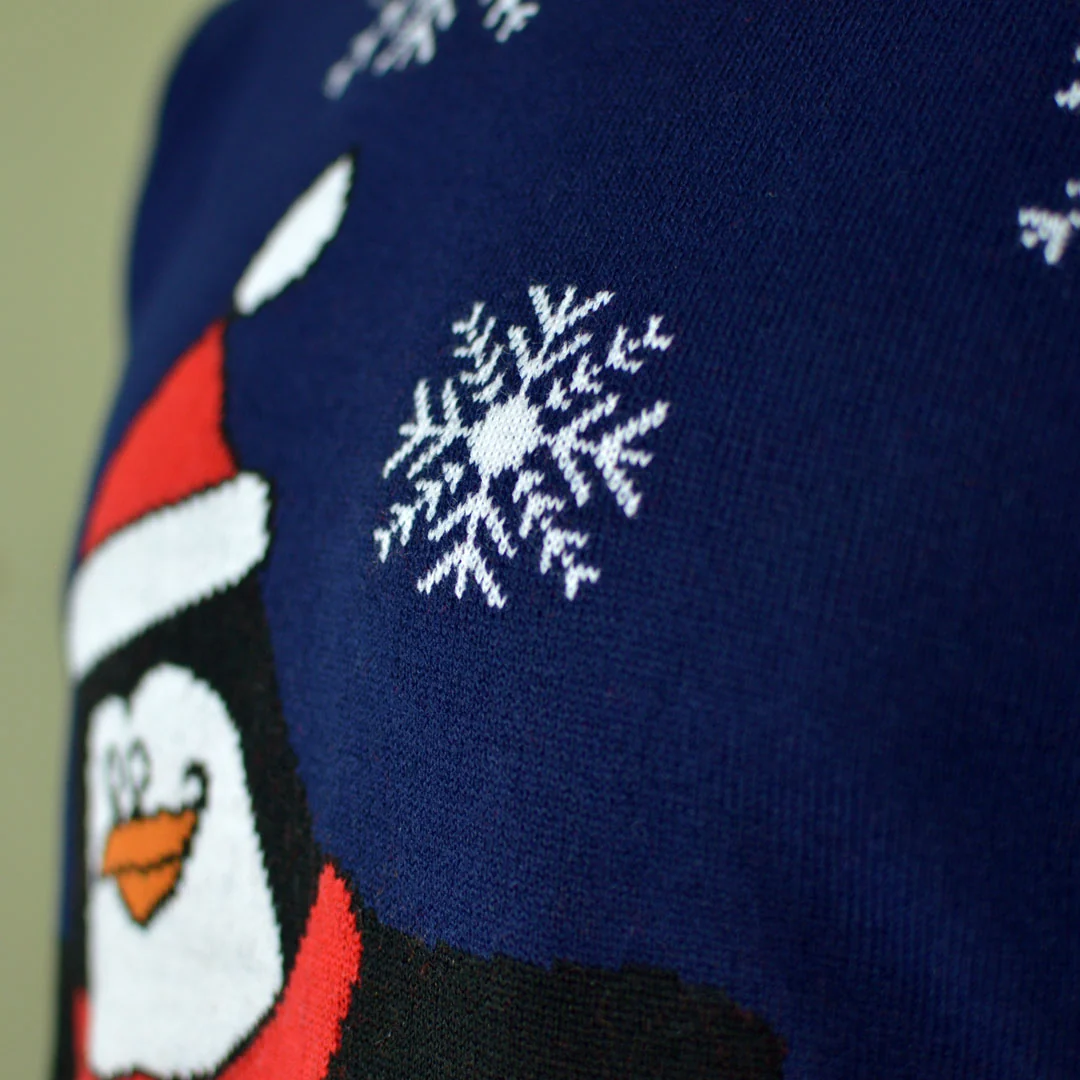Jersey de Navidad para Niña y Niño Pingüino Azul Marino - Imagen 4