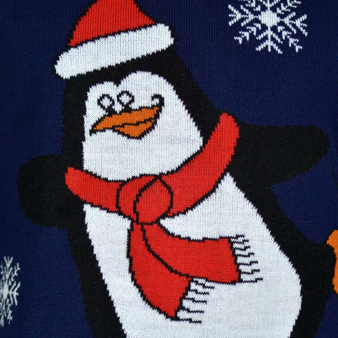 Jersey de Navidad para Niña y Niño Pingüino Azul Marino - Imagen 3