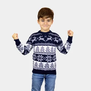 Jersey de Navidad para Niña y Niño Azul Polo Norte