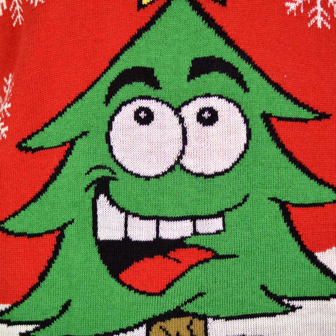 Jersey de Navidad Parejas Árbol de Navidad Sonriente Rojo - Imagen 4