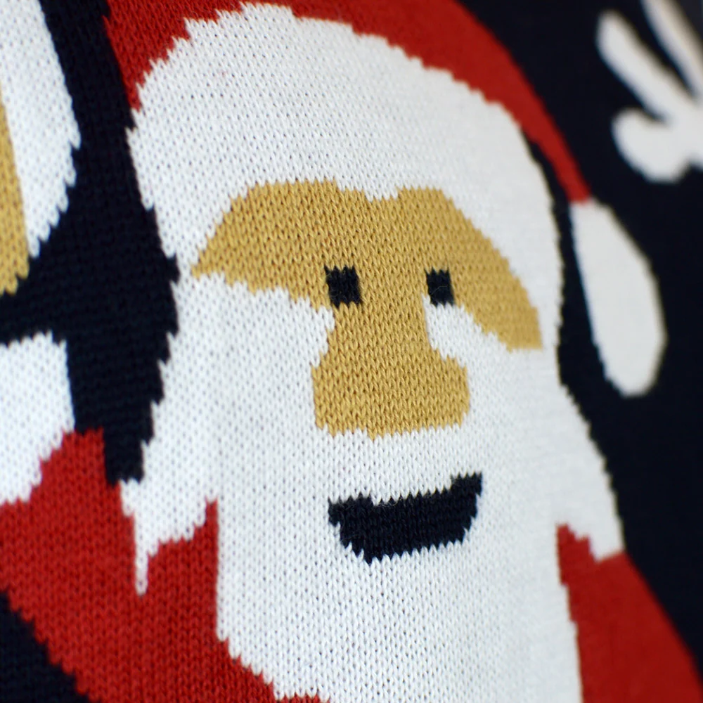 Jersey de Navidad Parejas Azul Papá Noel Reno Rudolph Algodón Orgánico - Imagen 5