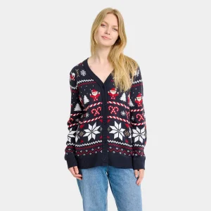 Jersey de Navidad Parejas Cárdigan Azul Estrellas Polares