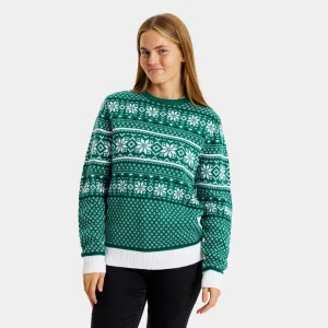 Jersey de Navidad Parejas Clásico Verde y Blanco Elegante