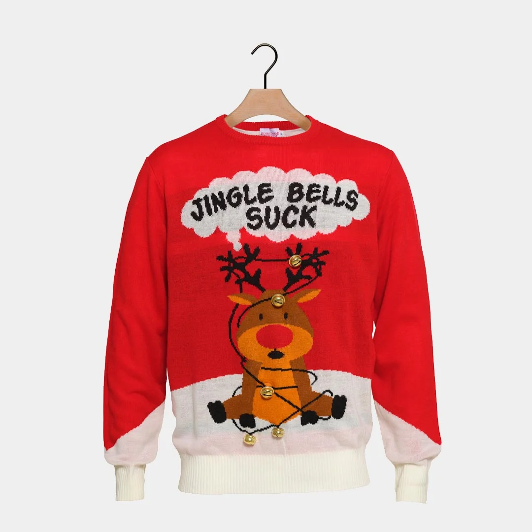 Jersey de Navidad Parejas Jingle Bells Suck Rojo Cascabeles 3D - Imagen 5