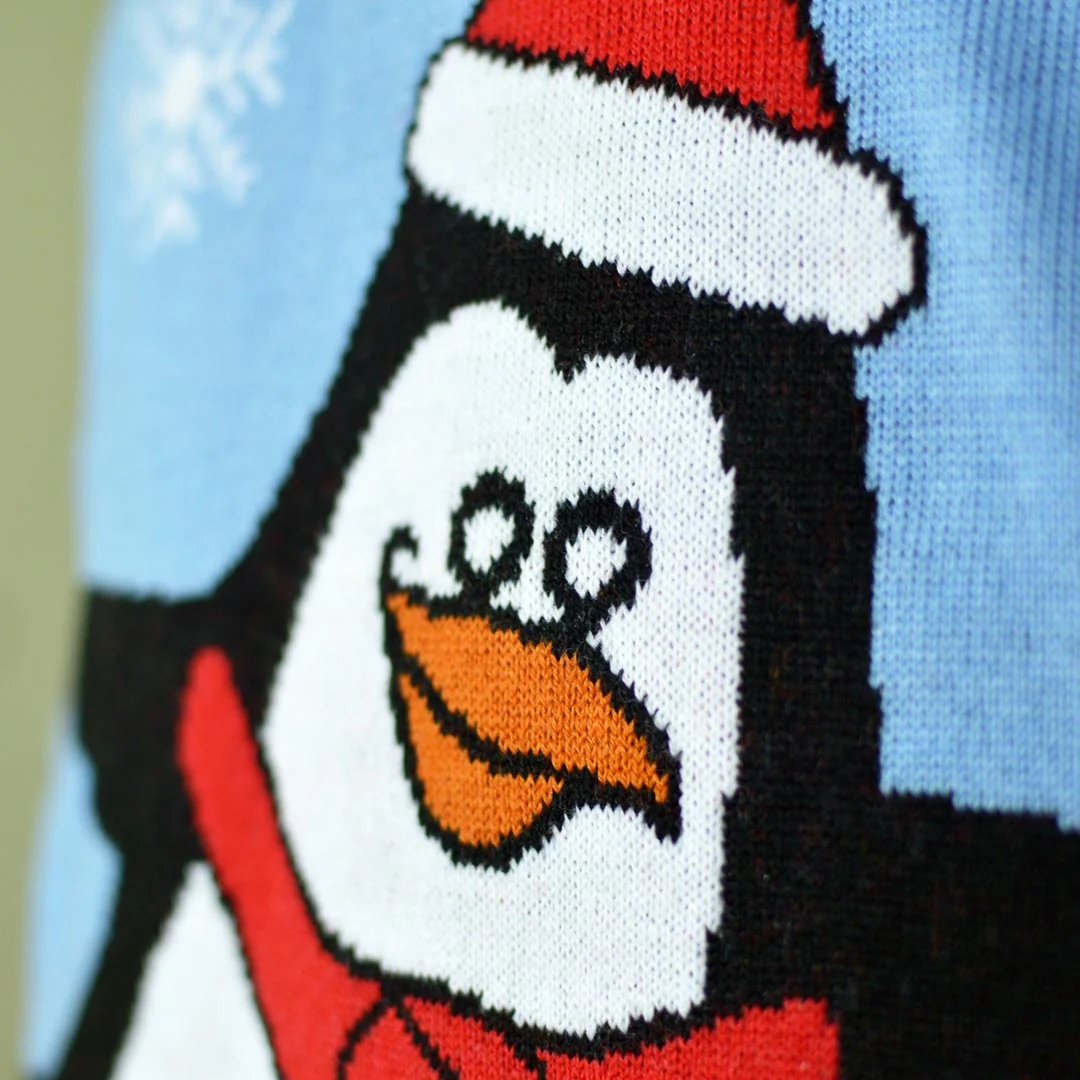 Jersey de Navidad Parejas Pingüino Azul Claro - Imagen 3