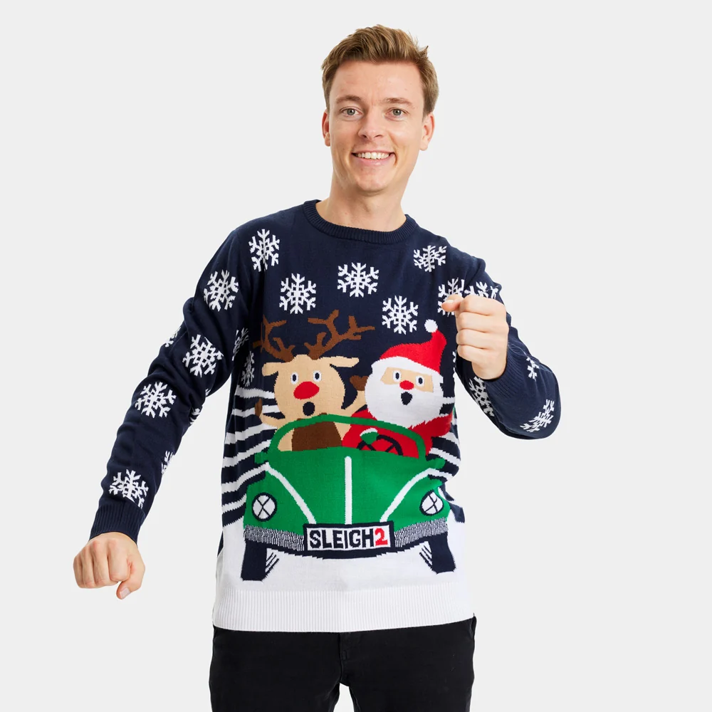 Jersey de Navidad Parejas Reno y Papá Noel conduciendo - Imagen 3