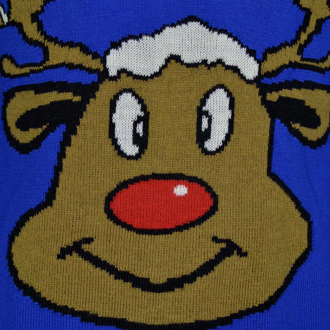 Jersey de Navidad para Parejas Reno Sonriente Azul - Imagen 6