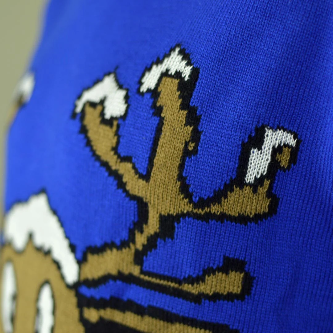 Jersey de Navidad para Parejas Reno Sonriente Azul - Imagen 7