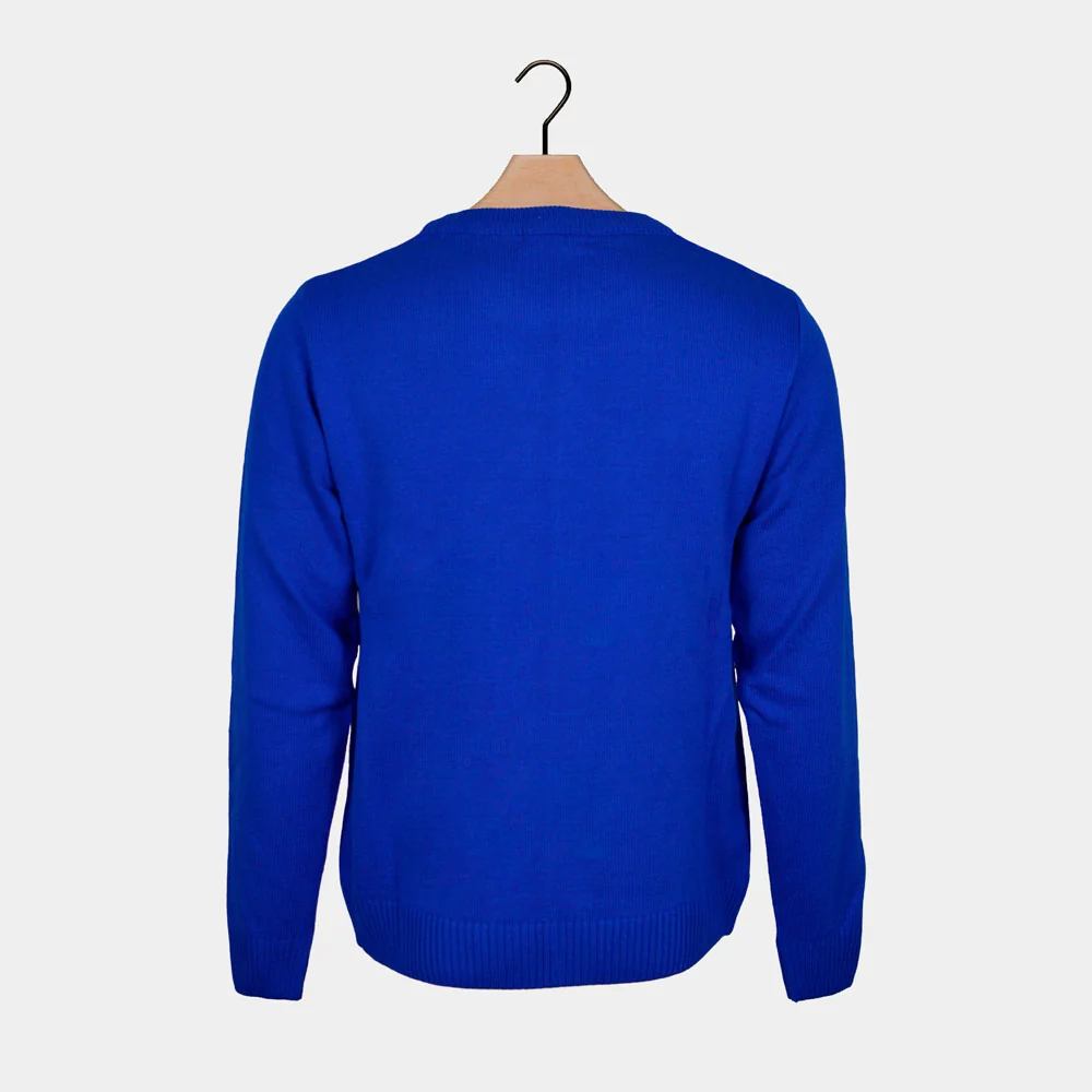 Jersey de Navidad para Parejas Reno Sonriente Azul - Imagen 8