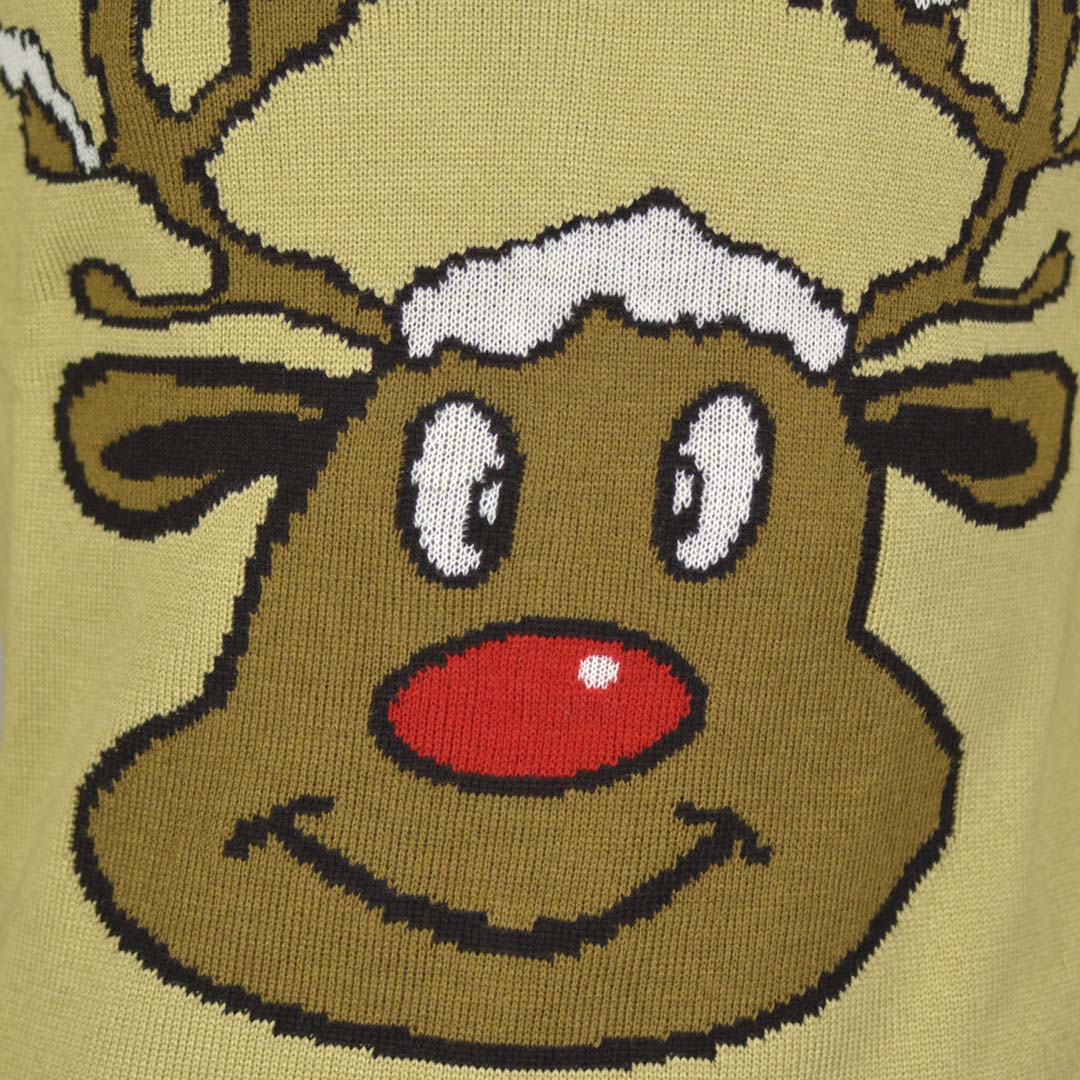 Jersey de Navidad para Parejas Reno Sonriente Beige - Imagen 7