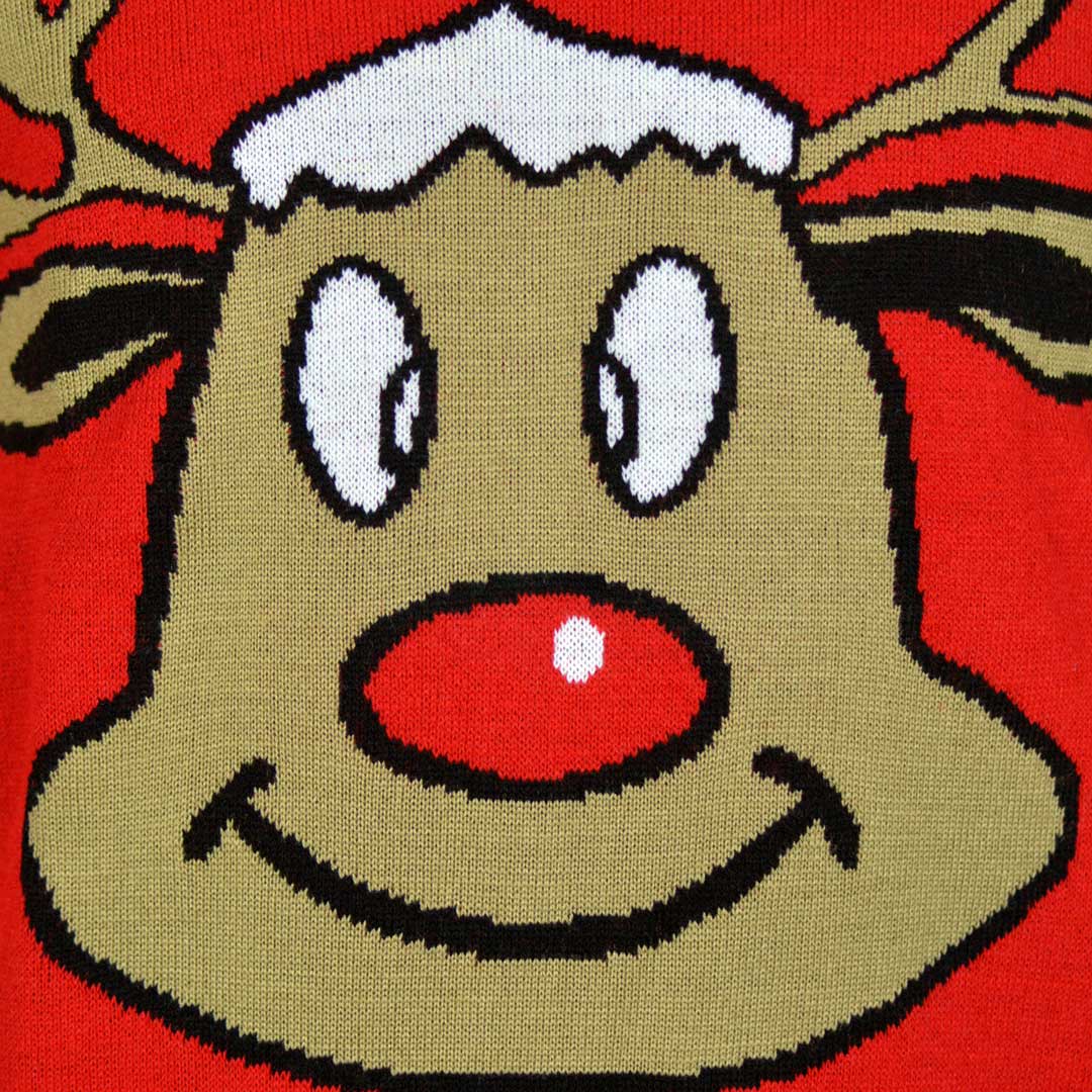 Jersey de Navidad Parejas Reno Sonriente Rojo - Imagen 6