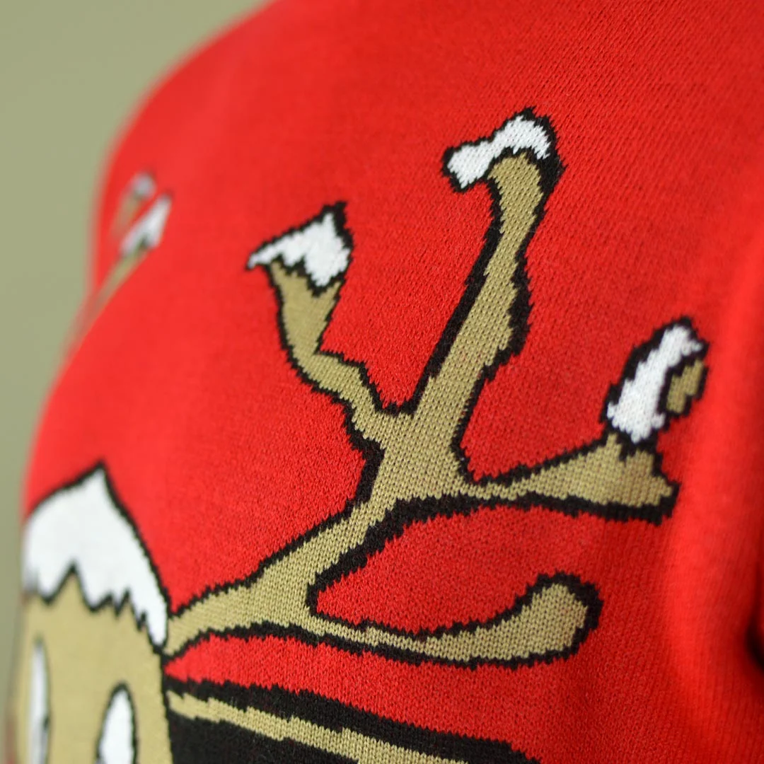 Jersey de Navidad Parejas Reno Sonriente Rojo - Imagen 7