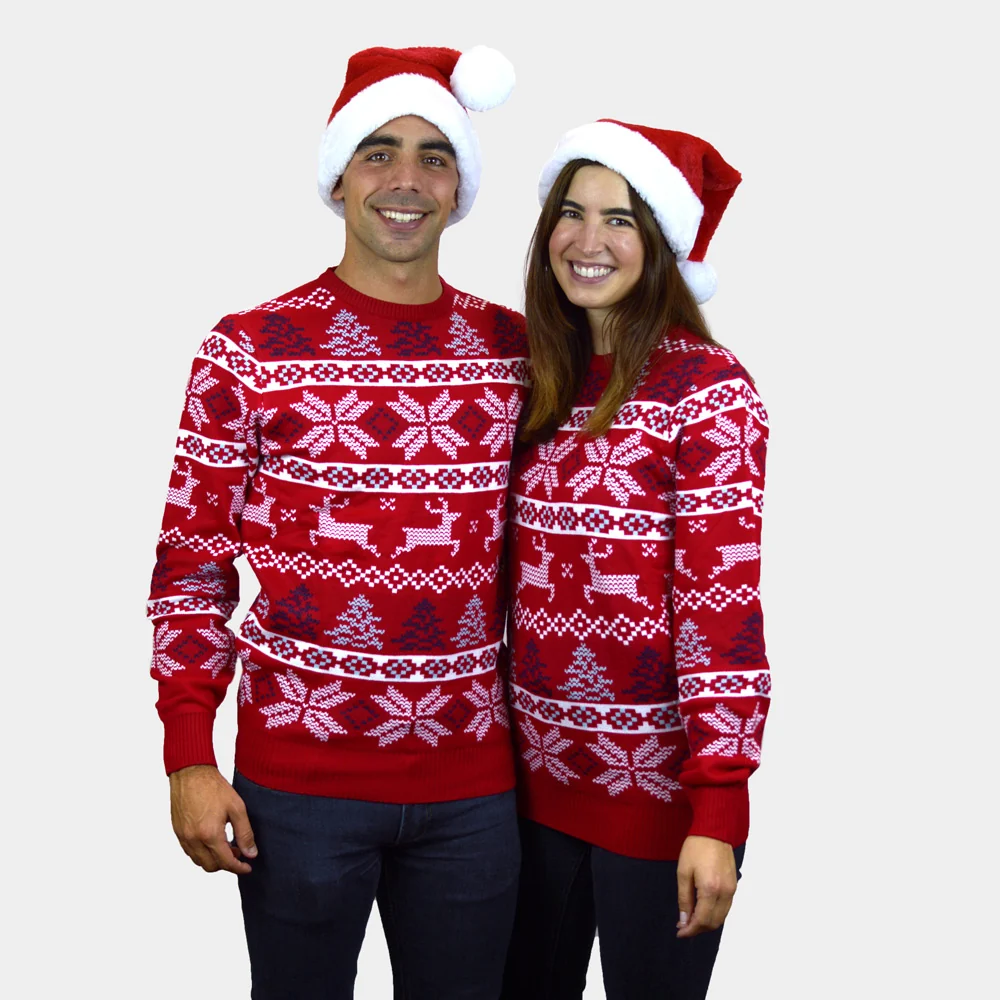 Jersey de Navidad Parejas Rojo Clásico Estrellas Polares - Imagen 3