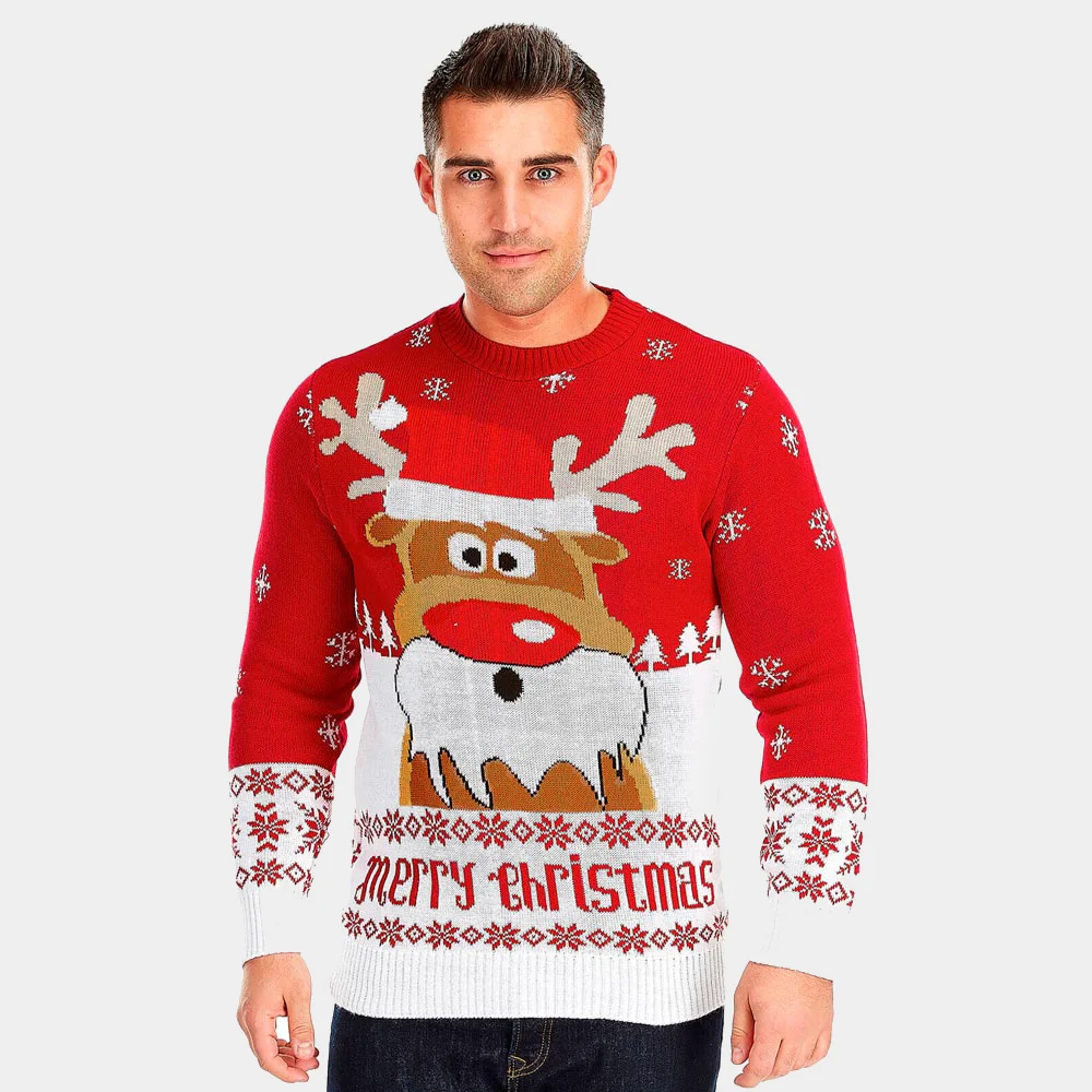 Jersey de Navidad Rojo con Reno Rudolph - Imagen 3