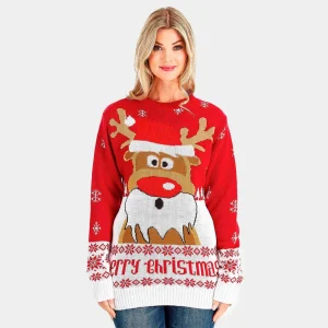 Jersey de Navidad Rojo con Reno Rudolph