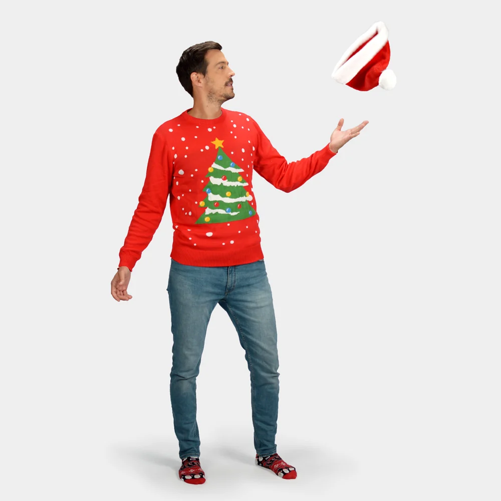 Jersey de Navidad para Hombre Rojo Árbol de Navidad - Imagen 3