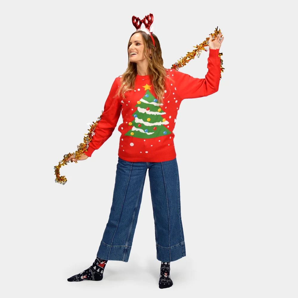 Jersey de Navidad para Mujer Rojo Árbol de Navidad - Imagen 3