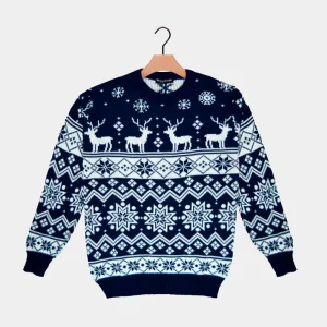 Jersey Navideño con Renos y Estrellas Azul Nordic - Diseño 2022