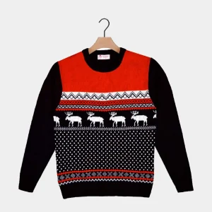 Jersey de Navidad Renos Rojo y Negro - Diseño 2023