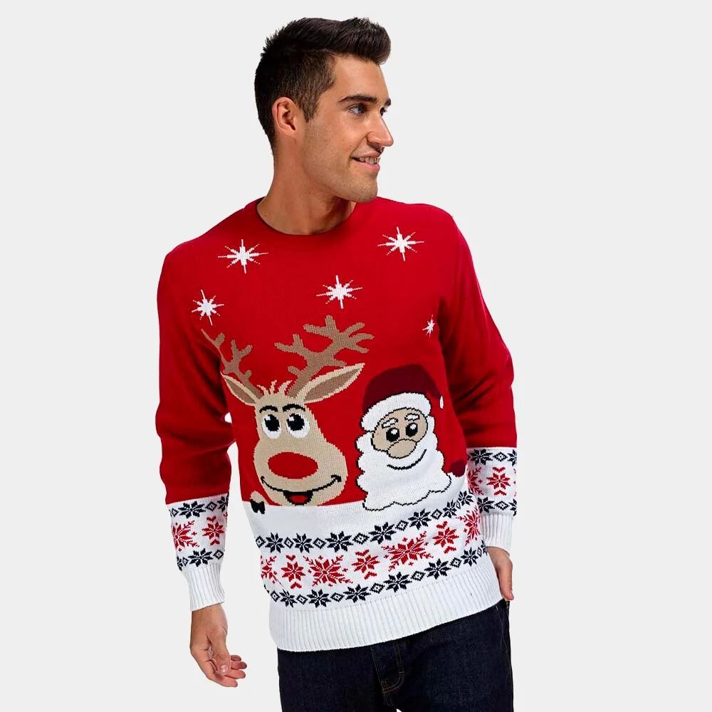 Jersey de Navidad Santa y Rudolph Sonrientes - Diseño 2023 - Imagen 4