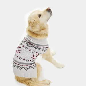 Jersey de Navidad para Perros Gris Estrellas Polares