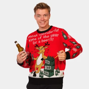 Jersey Navideño para Hombre Reno con Abridor de Cerveza