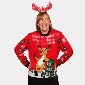 Jersey Navideño para Mujer Reno con Abridor de Cerveza