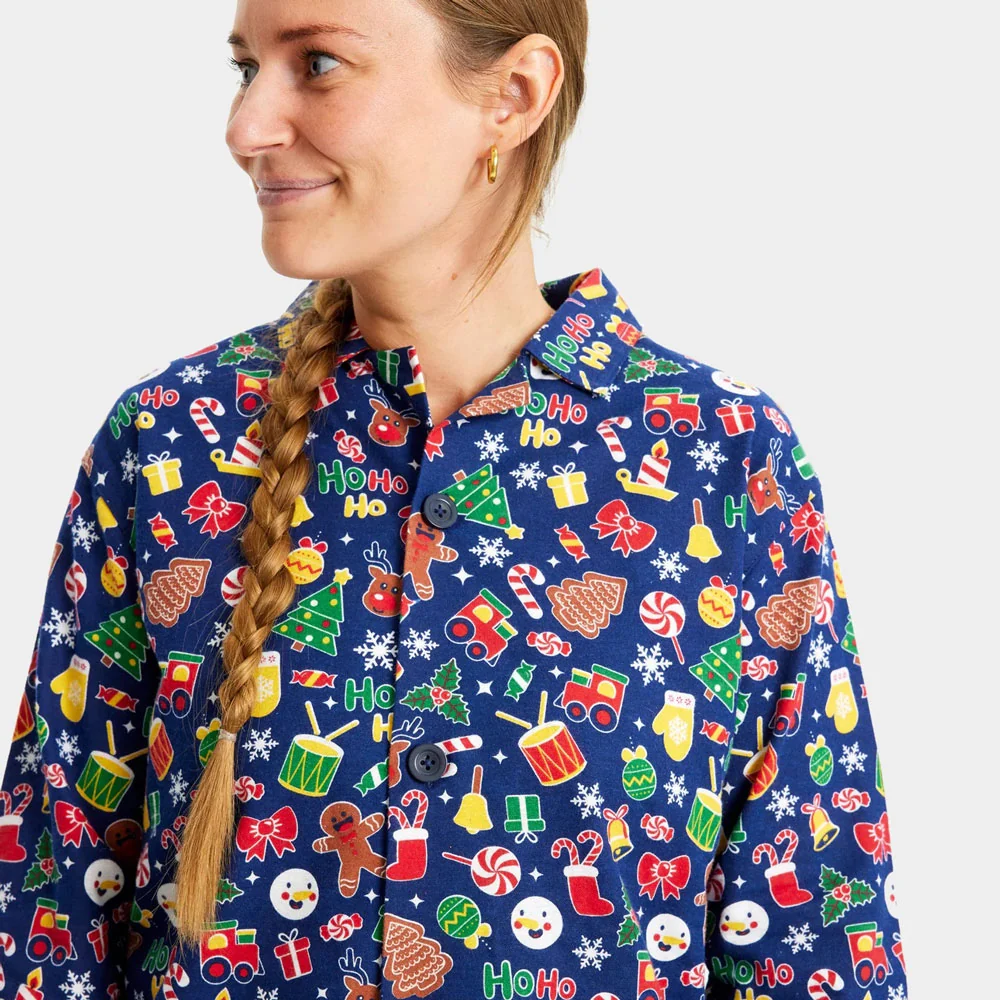 Pijama de Navidad para Familia Azul con Motivos Navideños Algodón Orgánico - Imagen 5