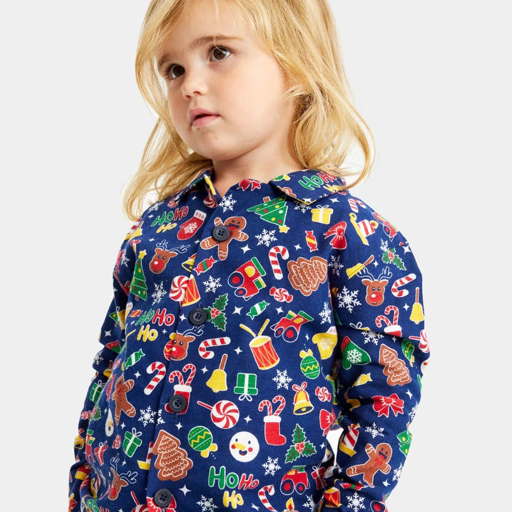 Pijama de Navidad para Familia Azul con Motivos Navideños Algodón Orgánico - Imagen 7