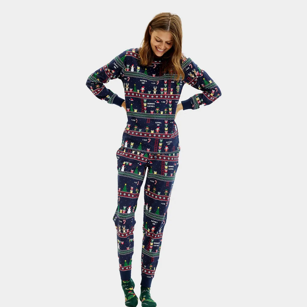 Pijama de Navidad para Adultos Unisex Vintage Gaming Algodón Orgánico - Imagen 5