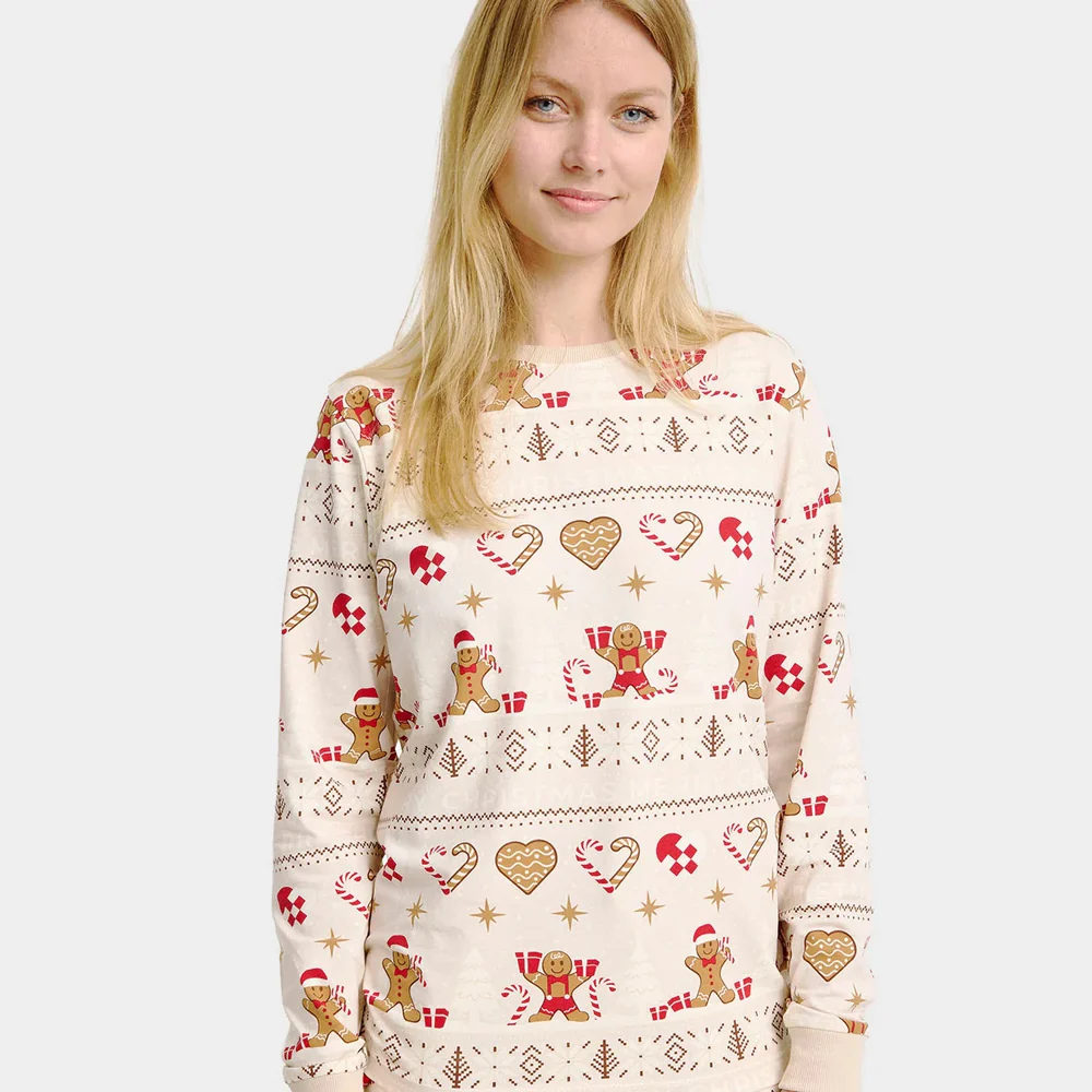 Pijama de Navidad para Adultos Unisex Gingercookies Beige Algodón Orgánico - Imagen 4