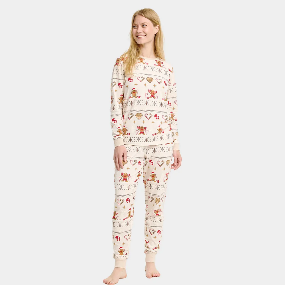 Pijama de Navidad para Adultos Unisex Gingercookies Beige Algodón Orgánico - Imagen 5