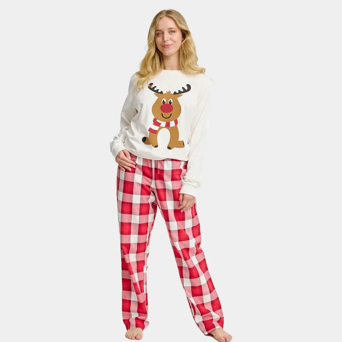 Pijama de Navidad para Adultos Unisex Reno Simpático Algodón Orgánico - Imagen 5