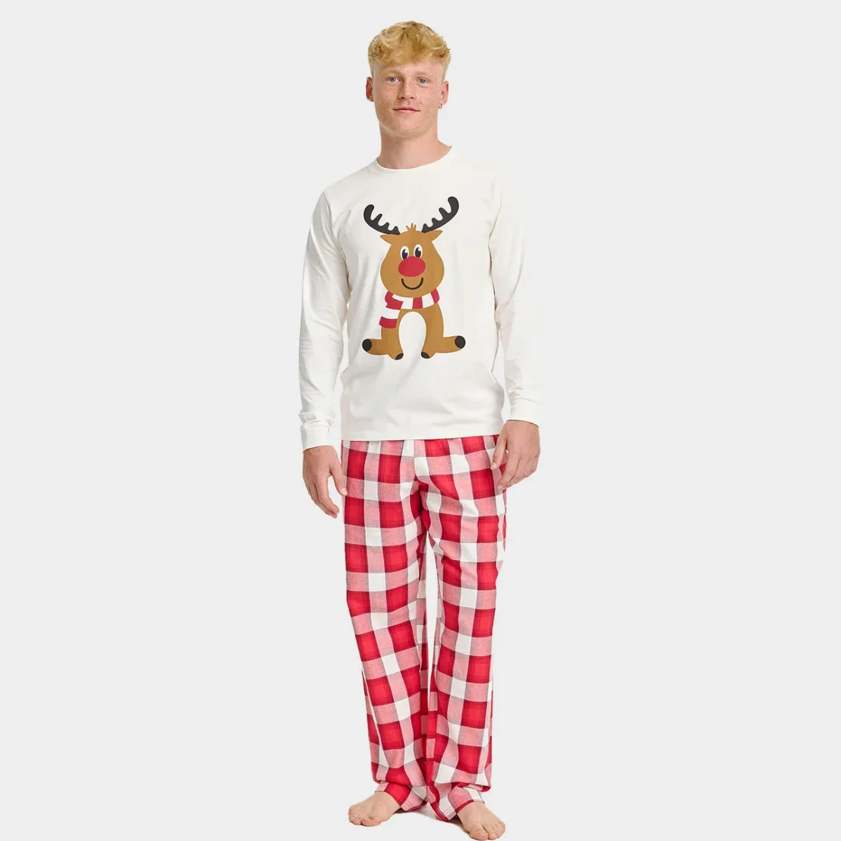 Pijama de Navidad para Adultos Unisex Reno Simpático Algodón Orgánico - Imagen 3