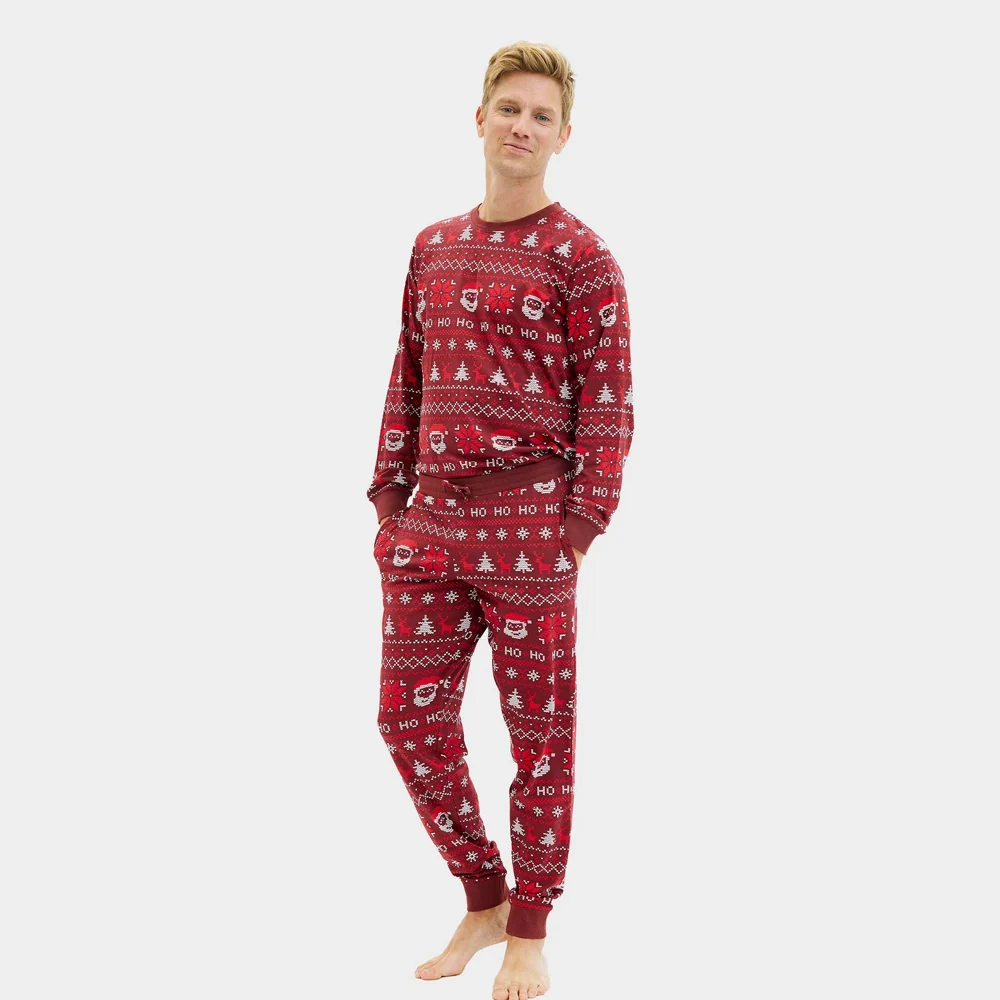 Pijama de Navidad para Adultos Unisex Rojo Ho Ho Ho Algodón Orgánico - Imagen 4