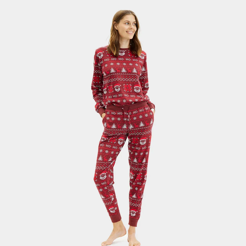 Pijama de Navidad para Adultos Unisex Rojo Ho Ho Ho Algodón Orgánico - Imagen 3