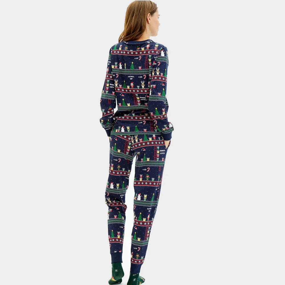 Pijama de Navidad para Adultos Unisex Vintage Gaming Algodón Orgánico - Imagen 4