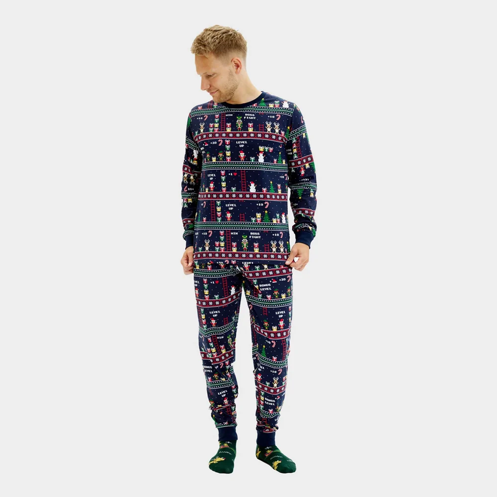 Pijama de Navidad para Adultos Unisex Vintage Gaming Algodón Orgánico - Imagen 6
