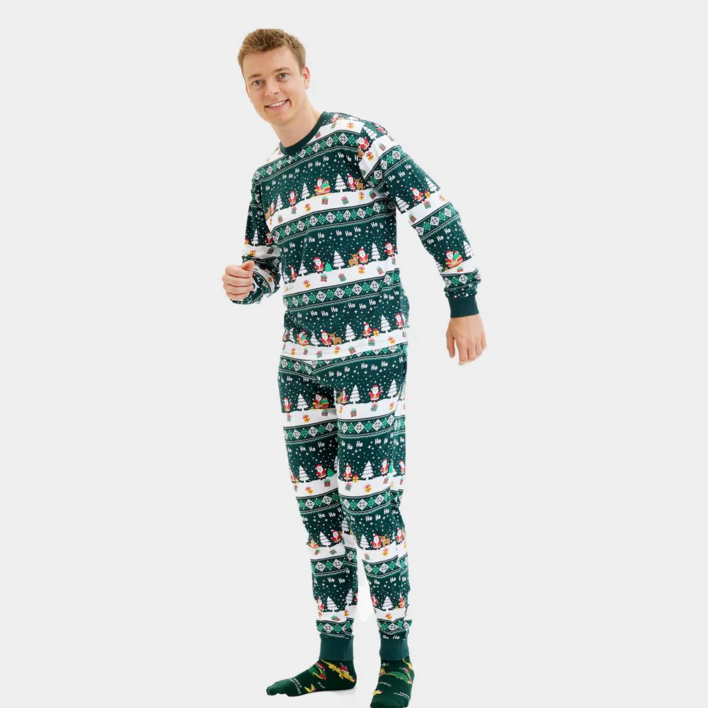 Pijama de Navidad para Adultos Unisex Green Jolly Christmas Algodón Orgánico - Imagen 5
