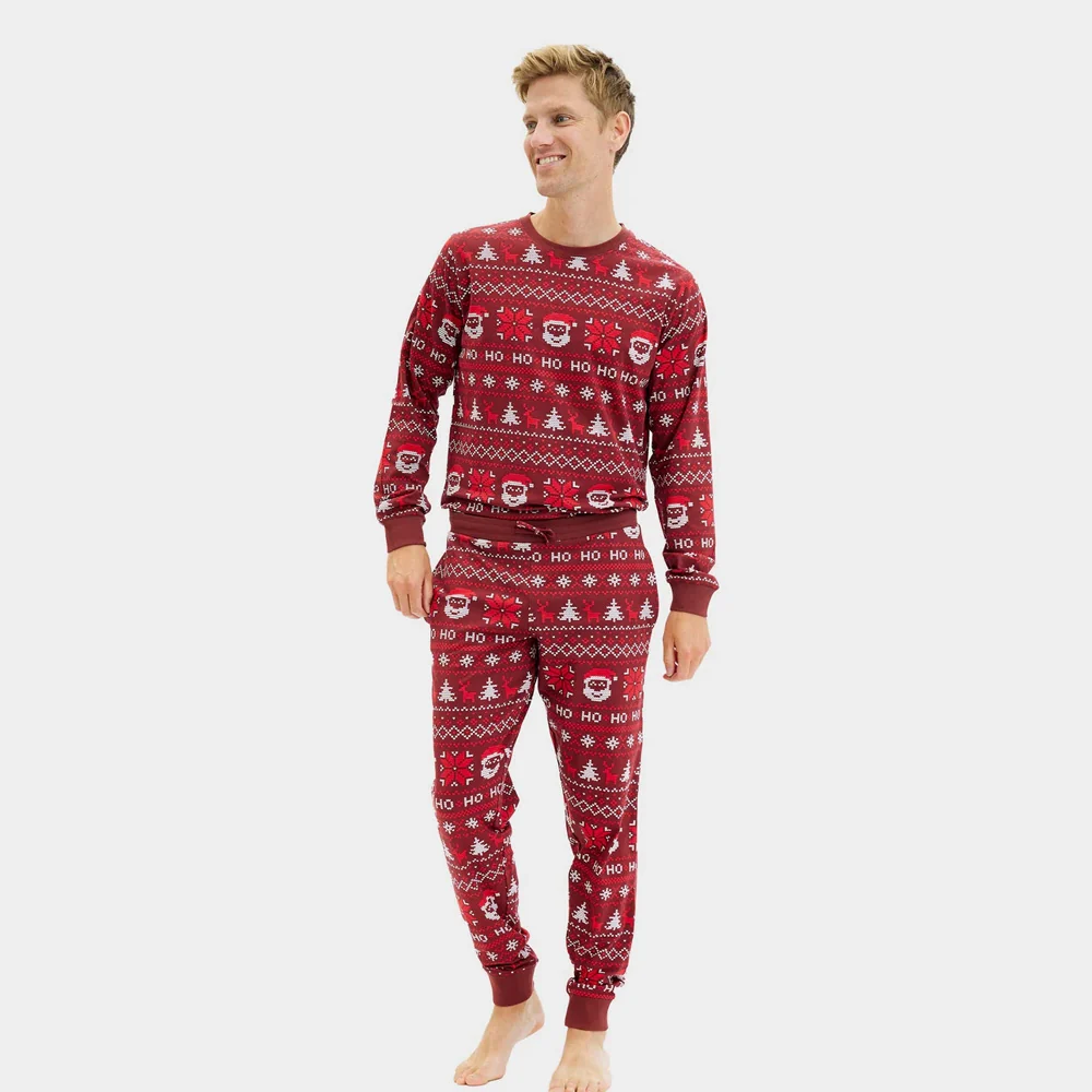 Pijama de Navidad para Adultos Unisex Rojo Ho Ho Ho Algodón Orgánico - Imagen 5